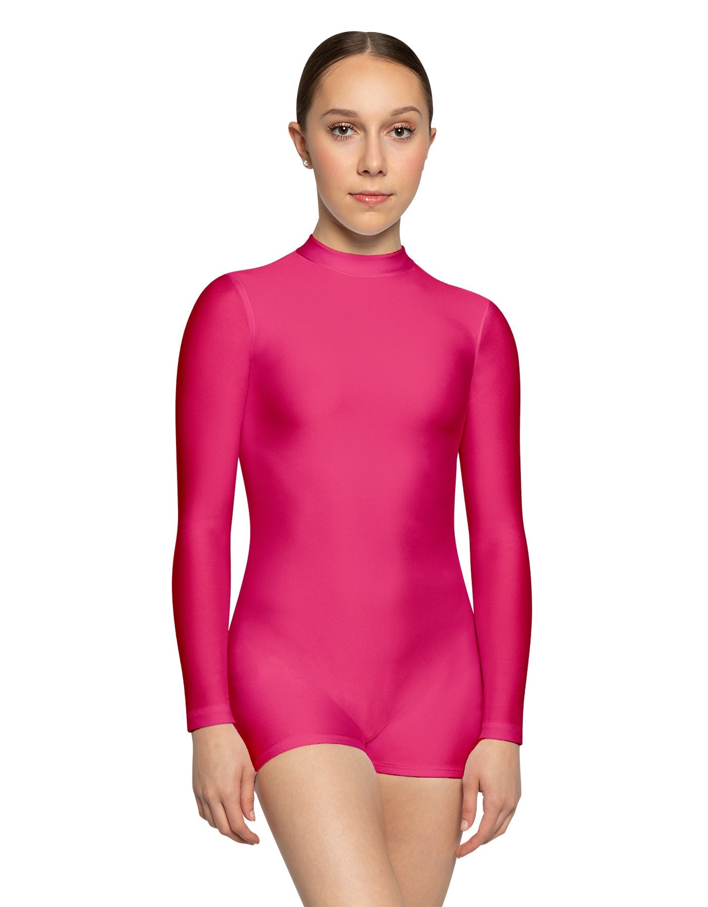 Solid Lycra Tneck LS Open Back Biketard