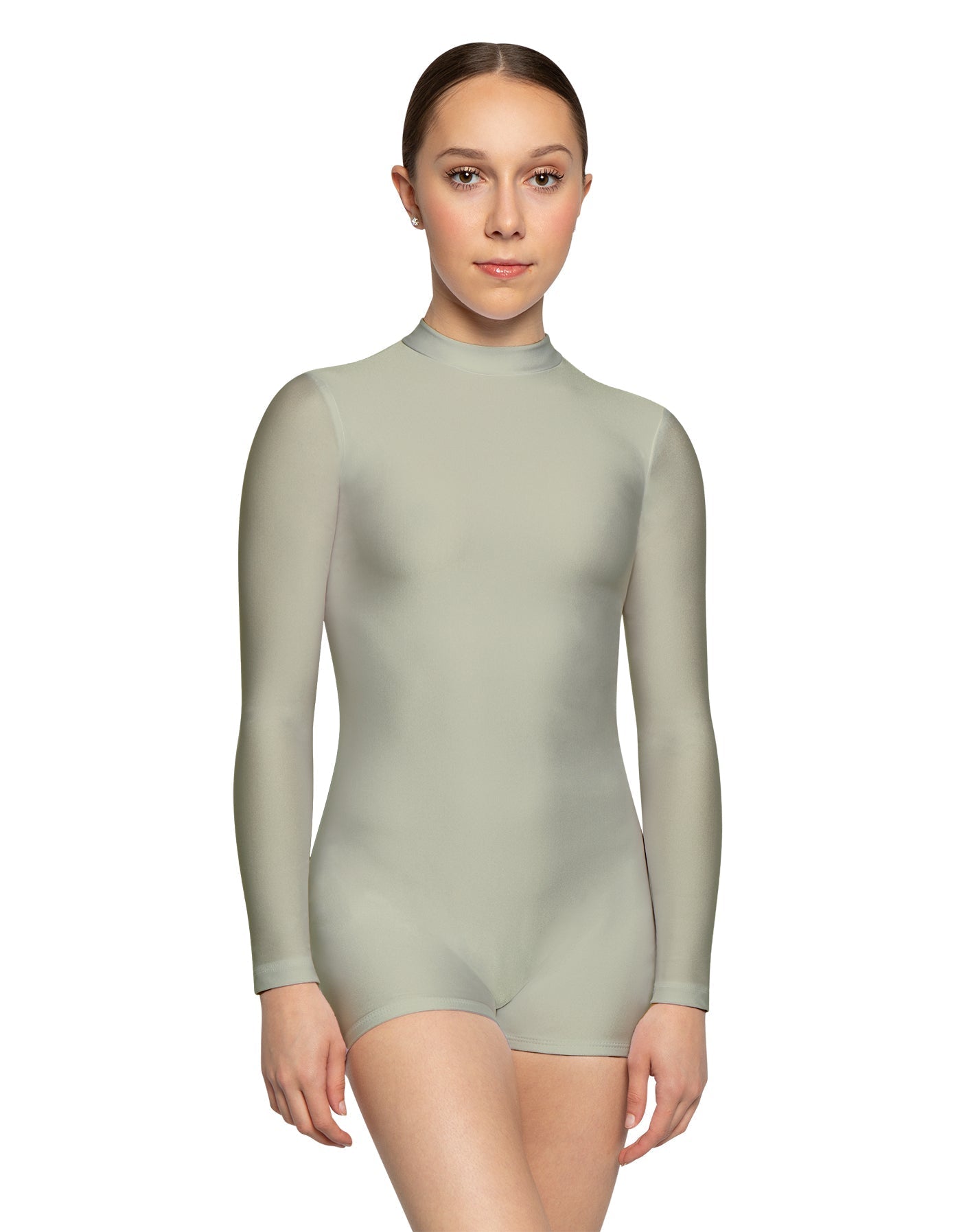 Solid Lycra Tneck LS Open Back Biketard