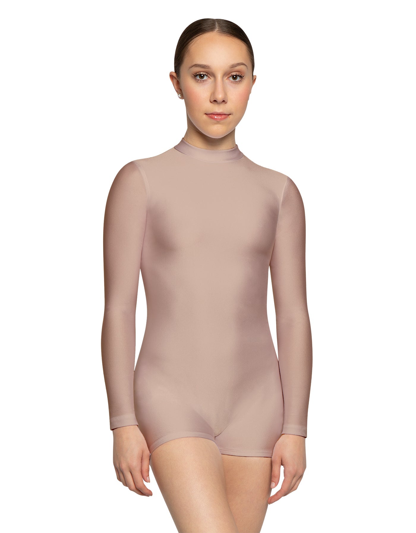 Solid Lycra Tneck LS Open Back Biketard