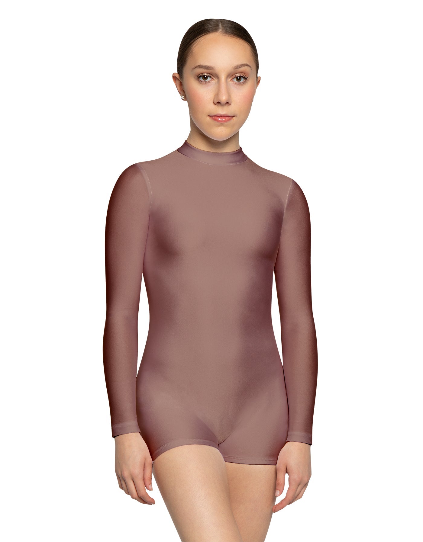 Solid Lycra Tneck LS Open Back Biketard