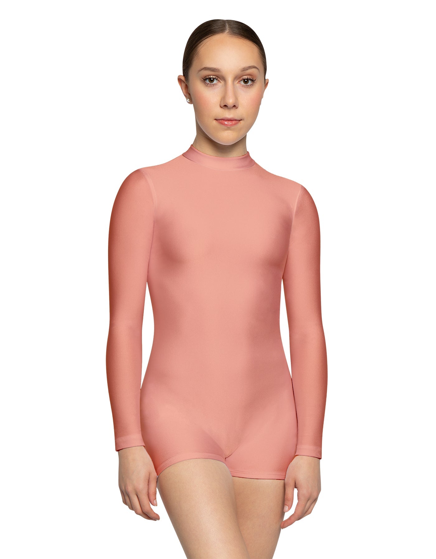 Solid Lycra Tneck LS Open Back Biketard