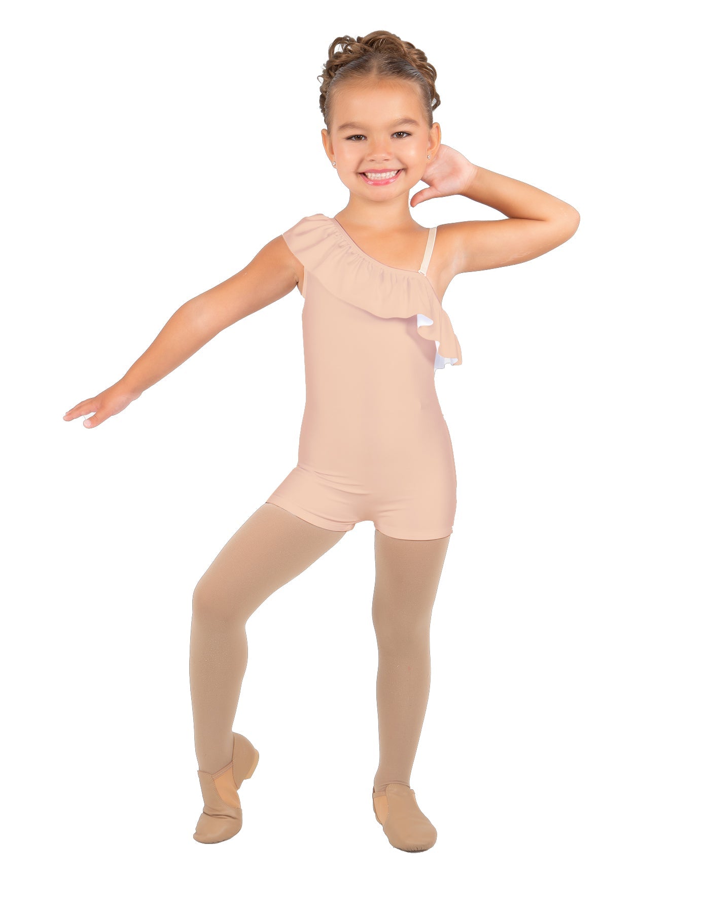 Solid Lycra One Shoulder w Ruffle Biketard
