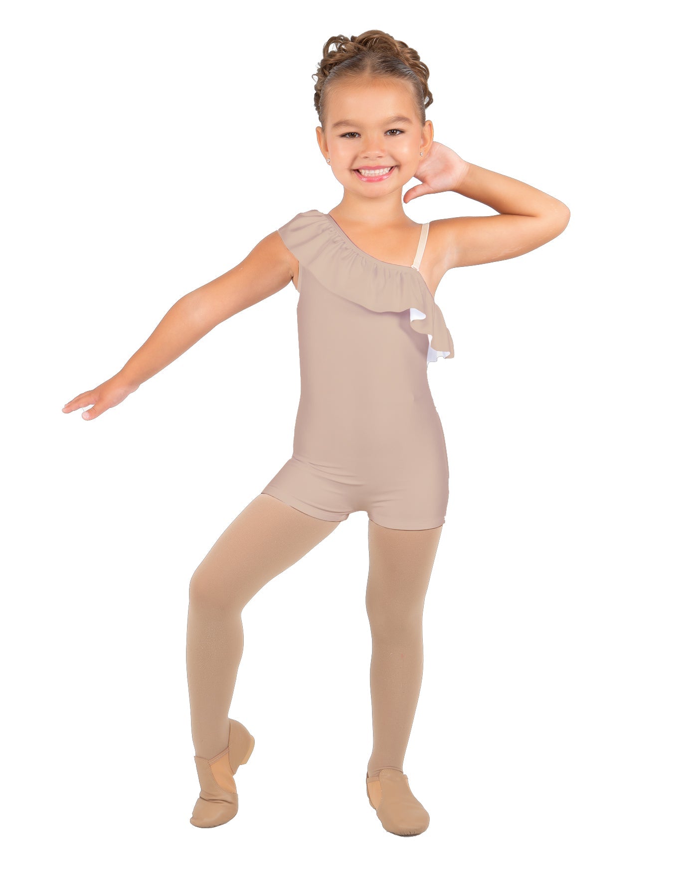 Solid Lycra One Shoulder w Ruffle Biketard
