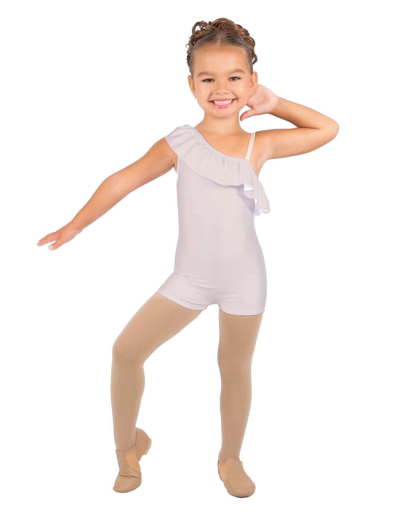 Solid Lycra One Shoulder w Ruffle Biketard
