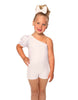 Solid Lycra One Shoulder Puff Sleeve Biketard