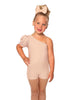 Solid Lycra One Shoulder Puff Sleeve Biketard