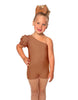 Solid Lycra One Shoulder Puff Sleeve Biketard