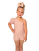 Solid Lycra One Shoulder Puff Sleeve Biketard