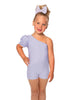 Solid Lycra One Shoulder Puff Sleeve Biketard