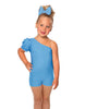 Solid Lycra One Shoulder Puff Sleeve Biketard