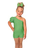 Solid Lycra One Shoulder Puff Sleeve Biketard
