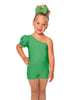 Solid Lycra One Shoulder Puff Sleeve Biketard