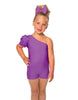 Solid Lycra One Shoulder Puff Sleeve Biketard
