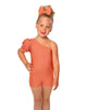 Solid Lycra One Shoulder Puff Sleeve Biketard