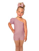 Solid Lycra One Shoulder Puff Sleeve Biketard