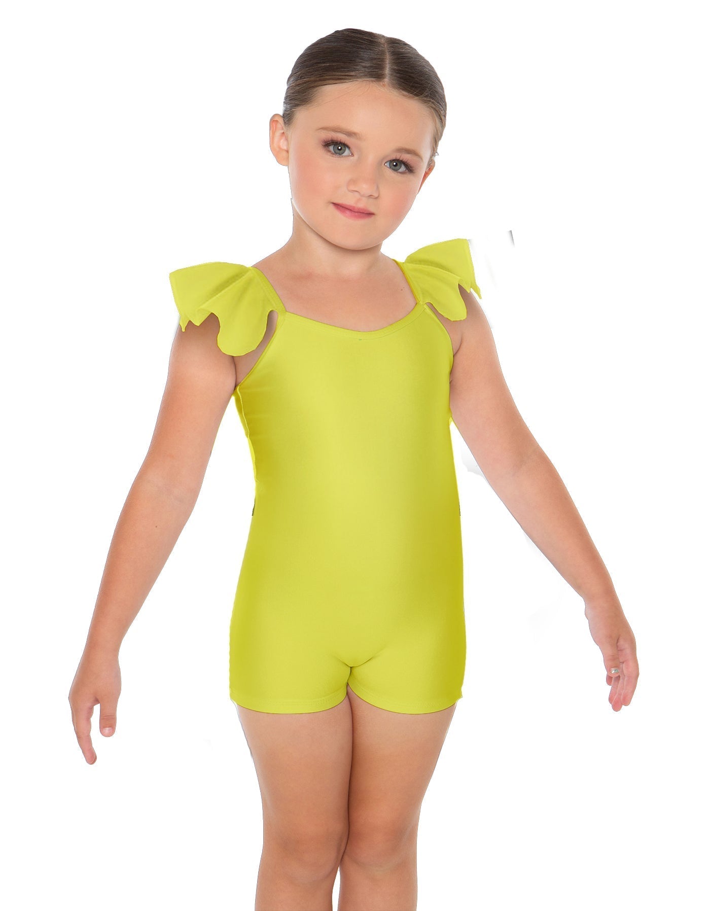 Solid Lycra Camisole Flutter Sleeve Biketard