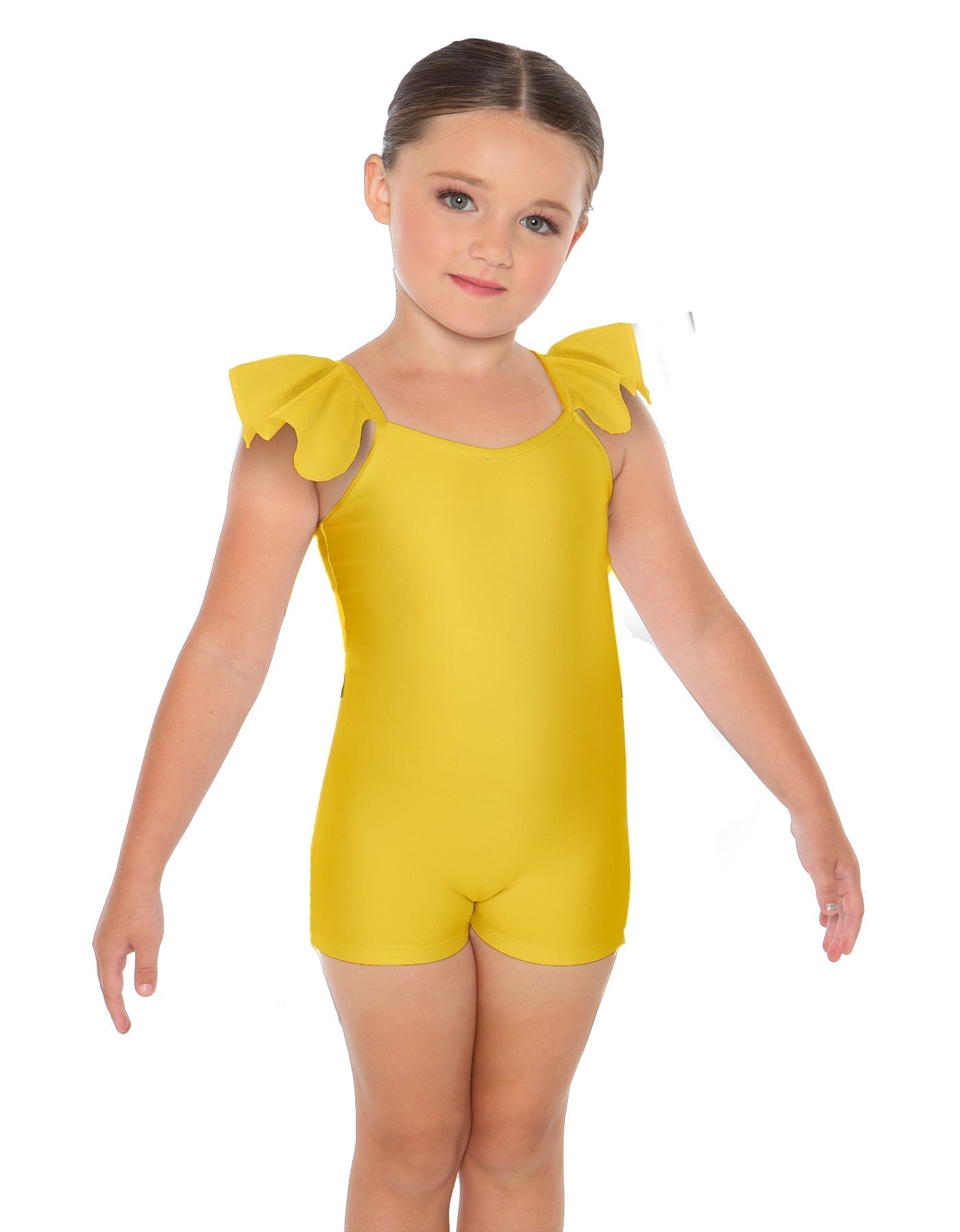 Solid Lycra Camisole Flutter Sleeve Biketard