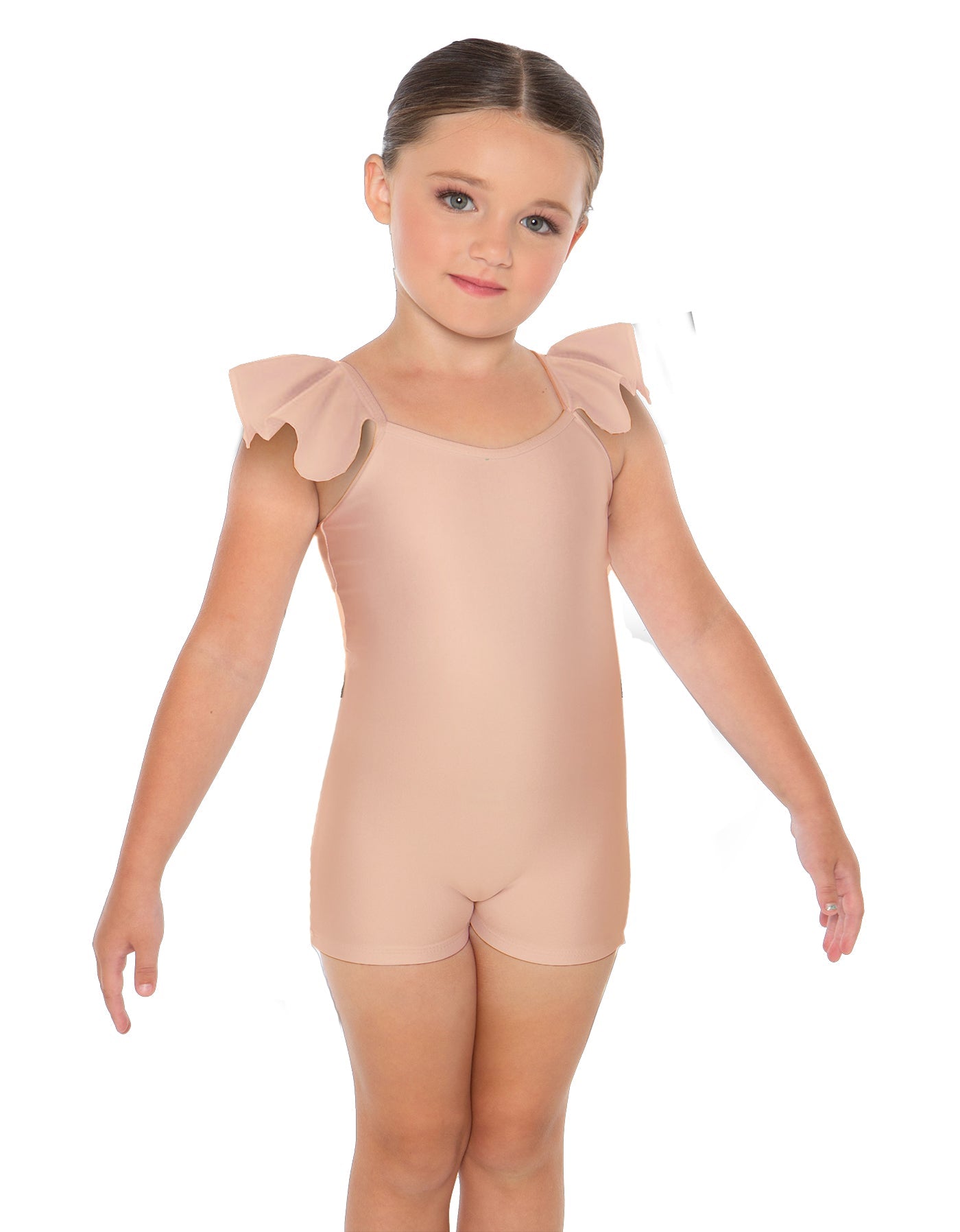 Solid Lycra Camisole Flutter Sleeve Biketard