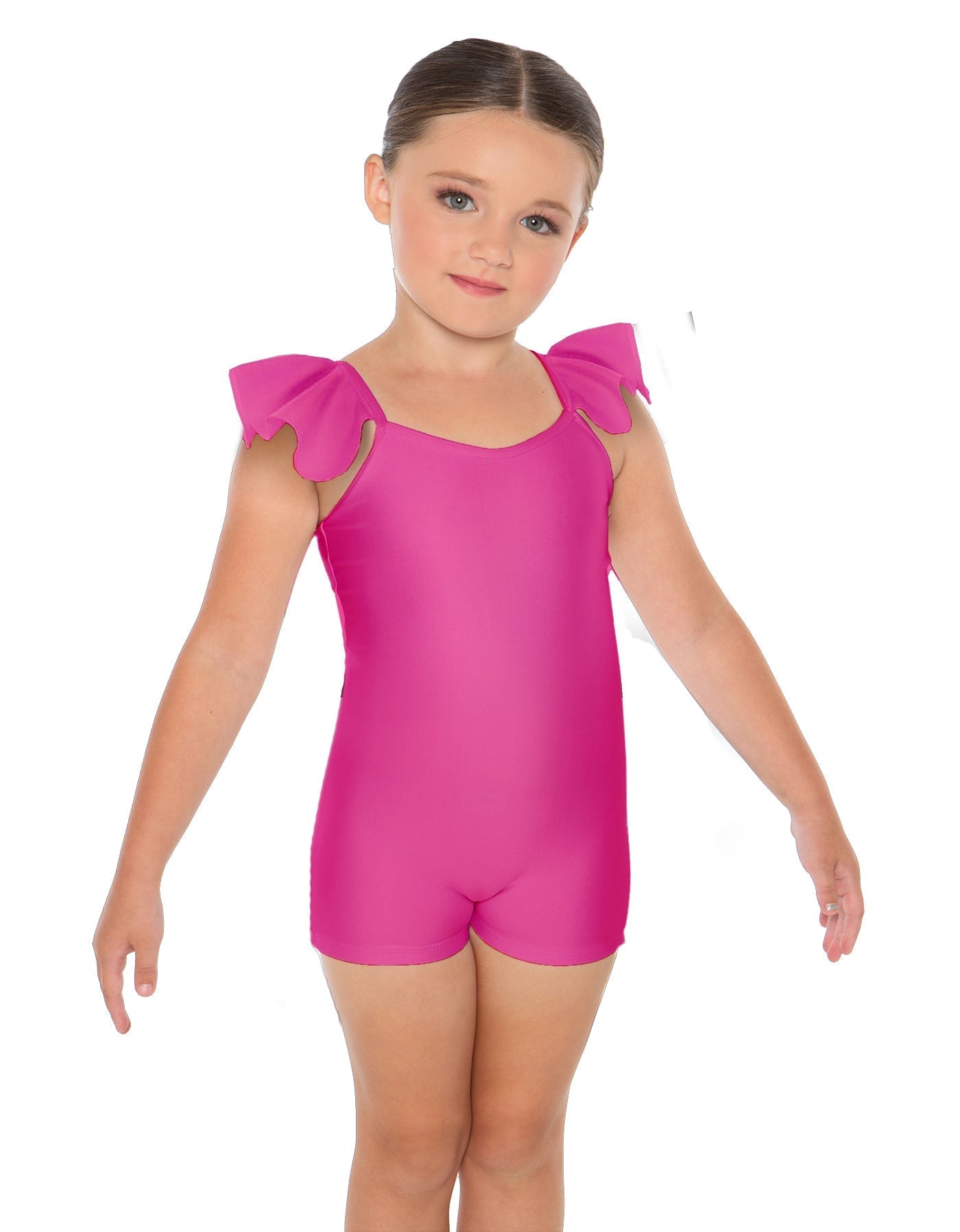 Solid Lycra Camisole Flutter Sleeve Biketard