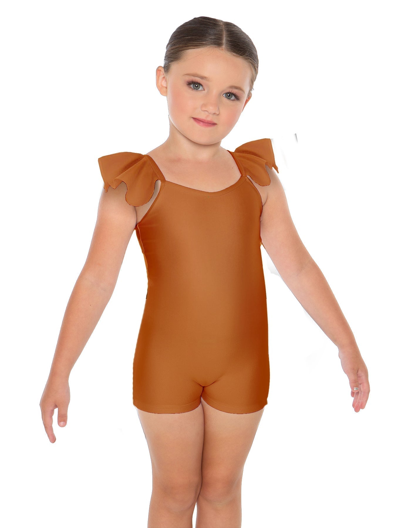 Solid Lycra Camisole Flutter Sleeve Biketard