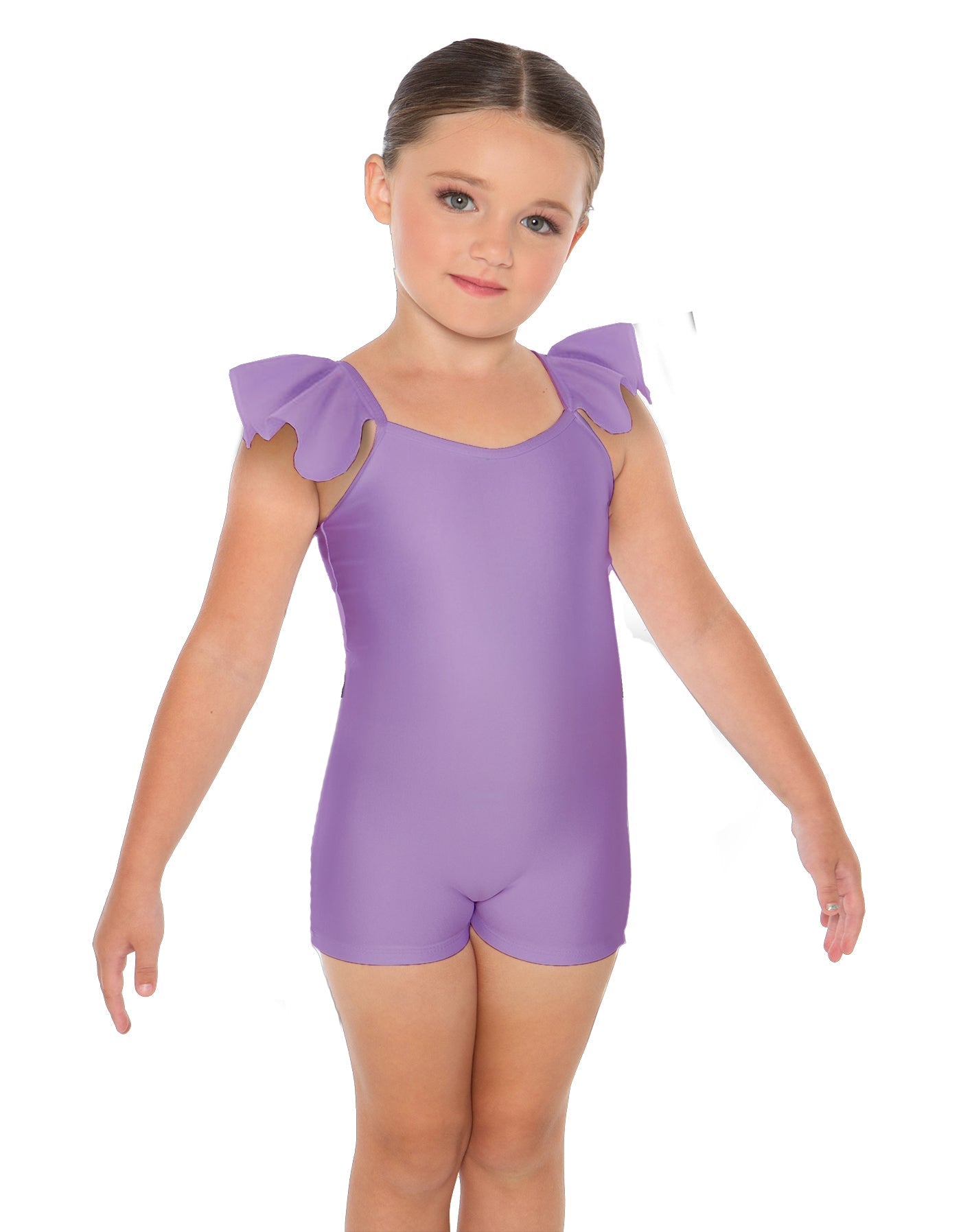 Solid Lycra Camisole Flutter Sleeve Biketard