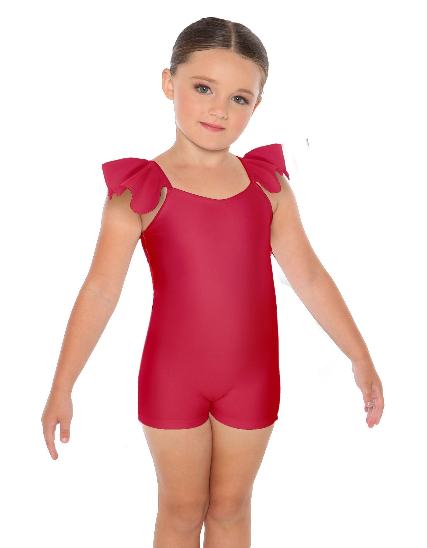 Solid Lycra Camisole Flutter Sleeve Biketard