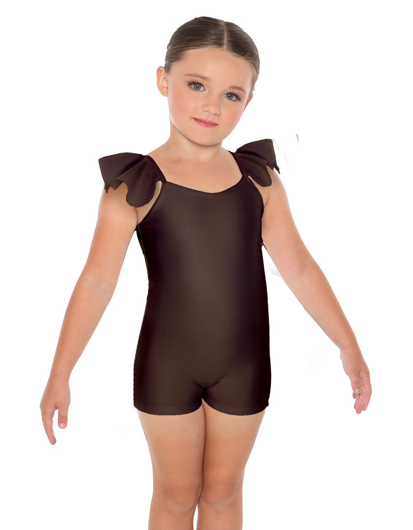 Solid Lycra Camisole Flutter Sleeve Biketard