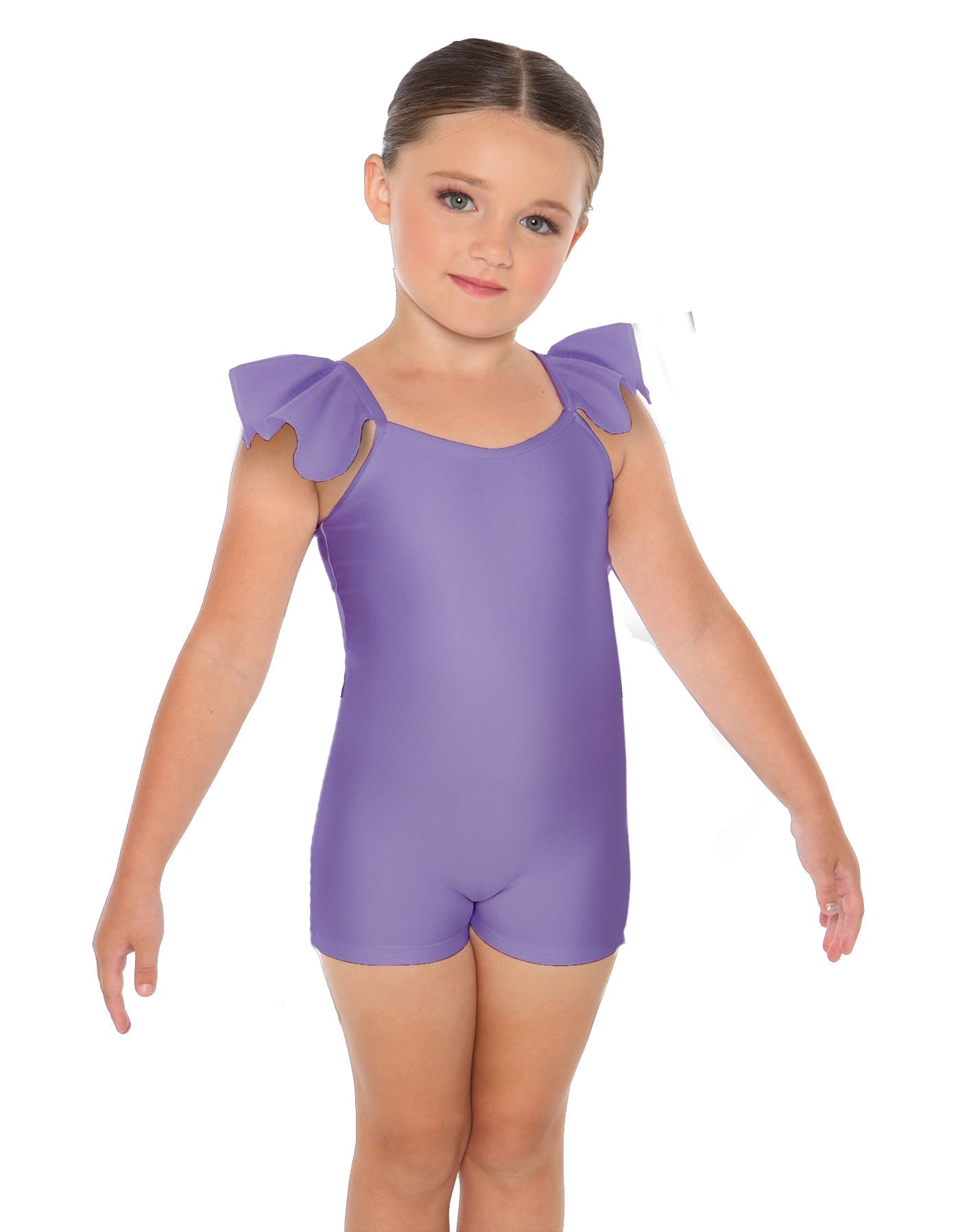 Solid Lycra Camisole Flutter Sleeve Biketard
