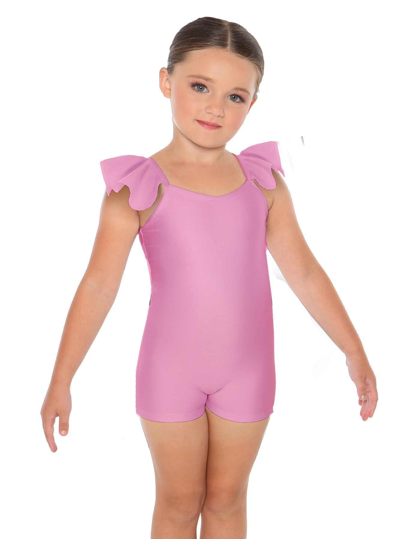 Solid Lycra Camisole Flutter Sleeve Biketard
