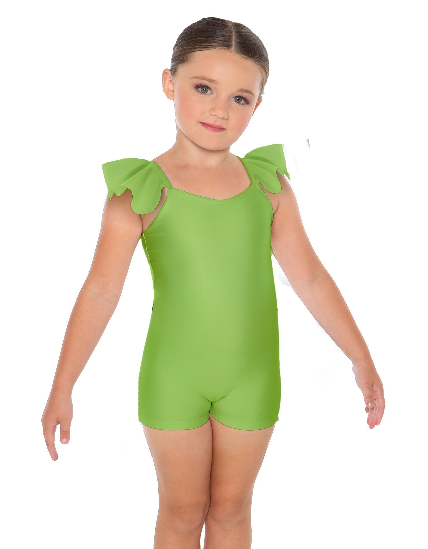 Solid Lycra Camisole Flutter Sleeve Biketard