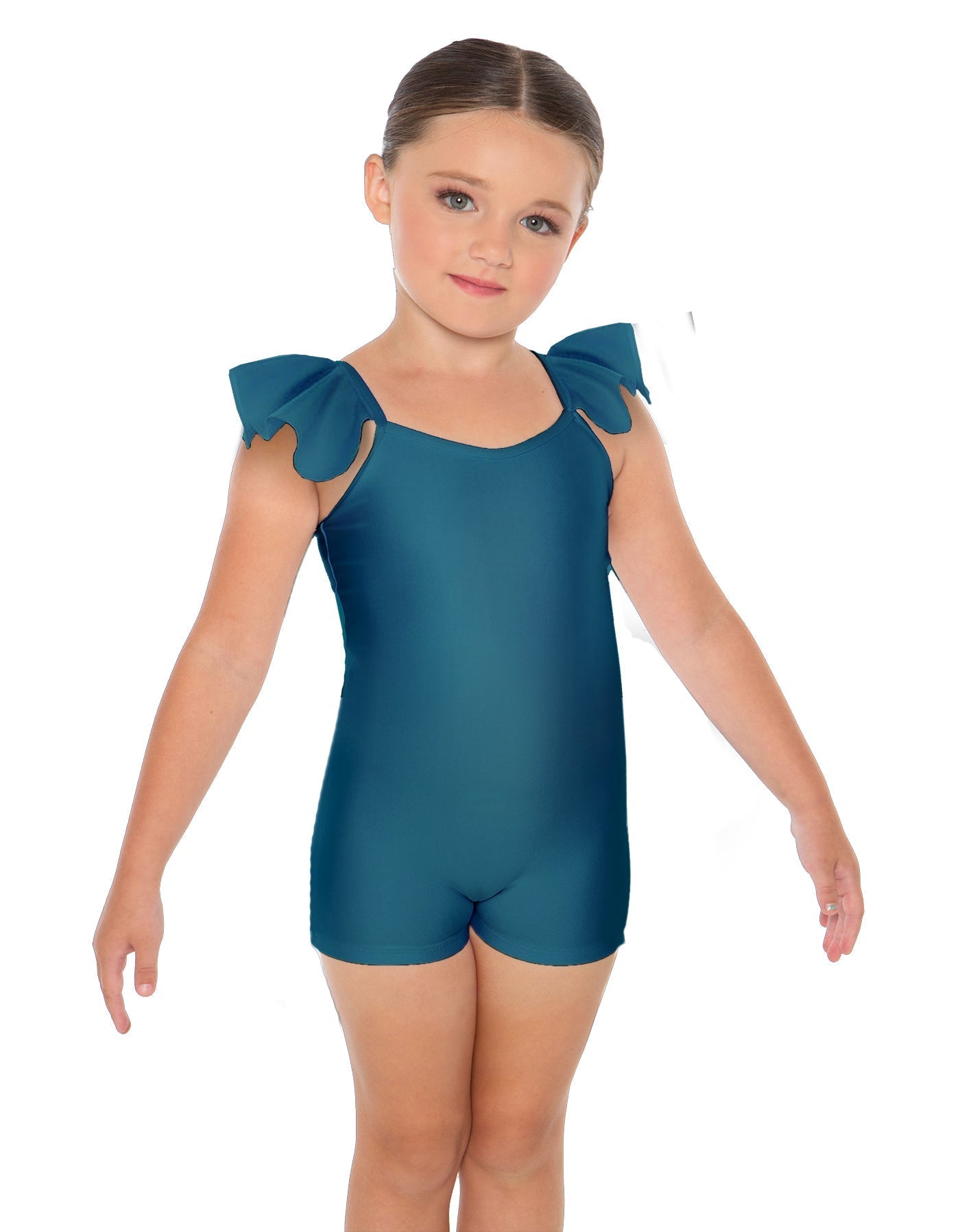 Solid Lycra Camisole Flutter Sleeve Biketard