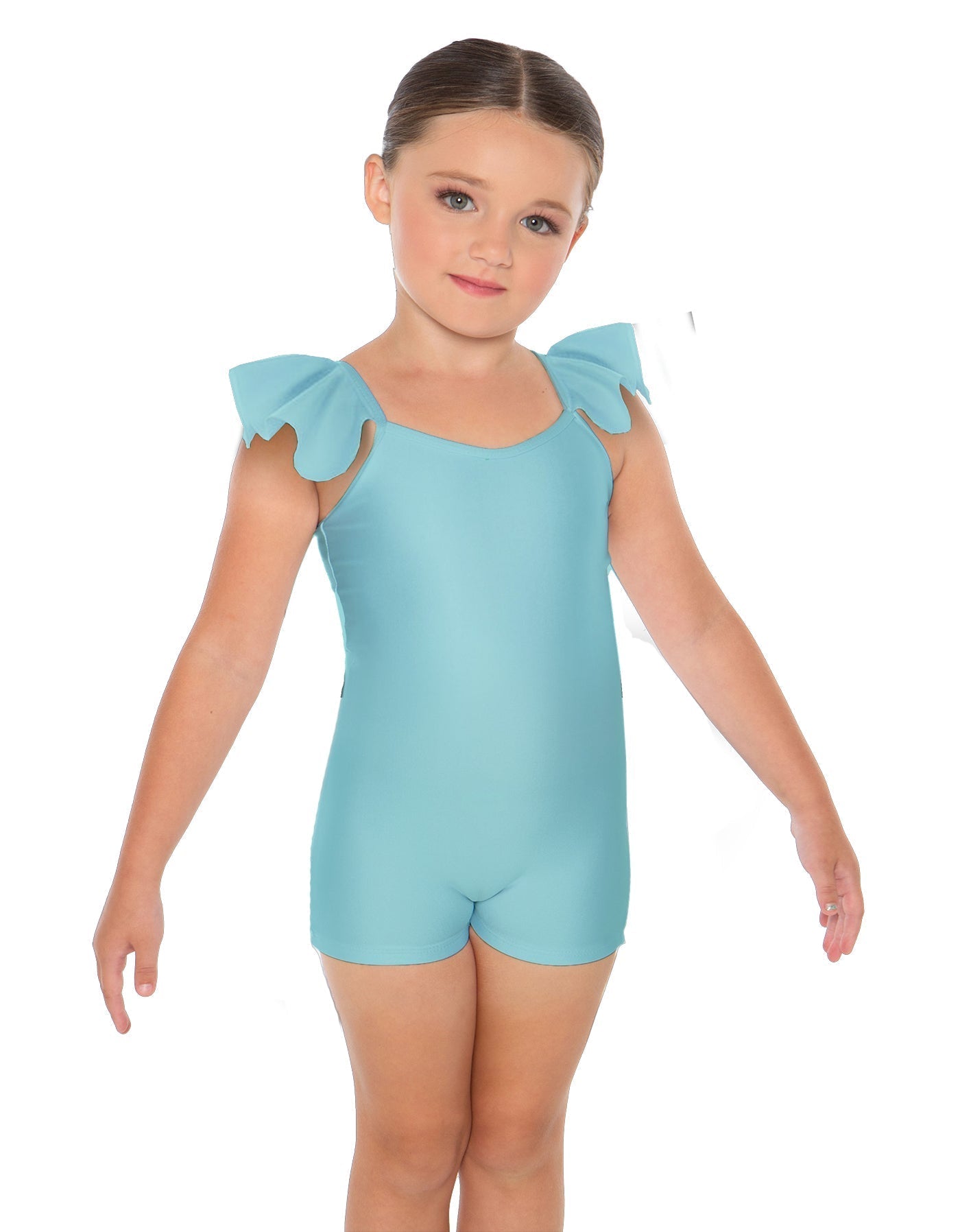 Solid Lycra Camisole Flutter Sleeve Biketard