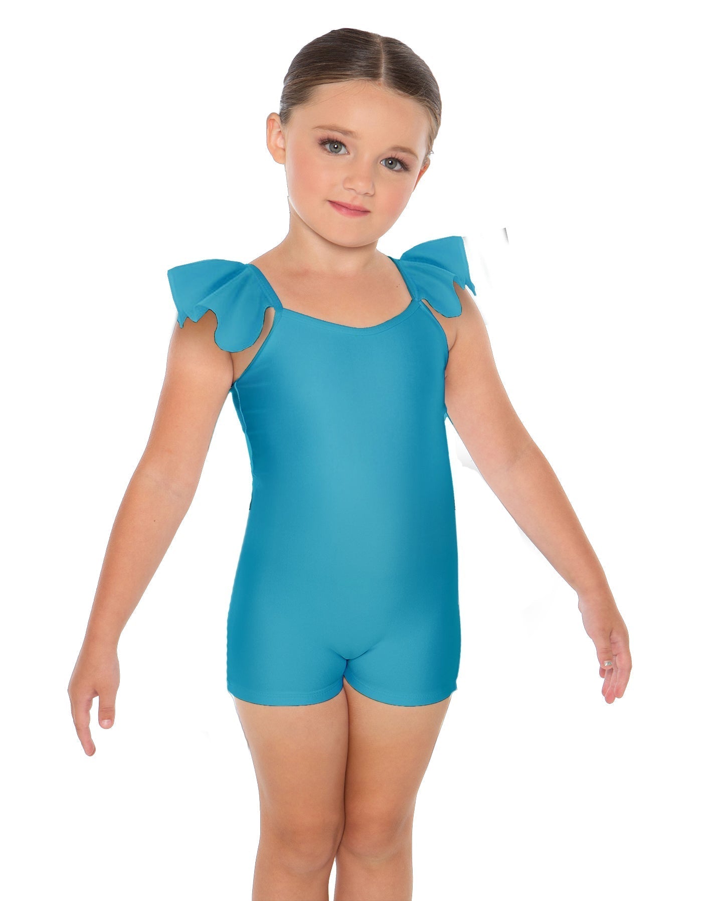 Solid Lycra Camisole Flutter Sleeve Biketard