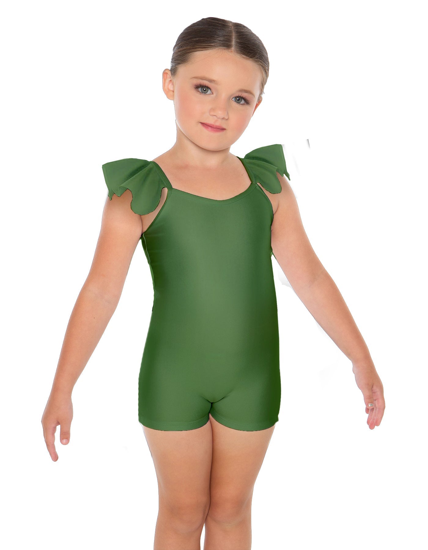 Solid Lycra Camisole Flutter Sleeve Biketard