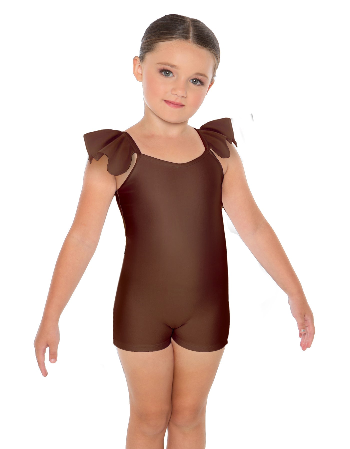 Solid Lycra Camisole Flutter Sleeve Biketard