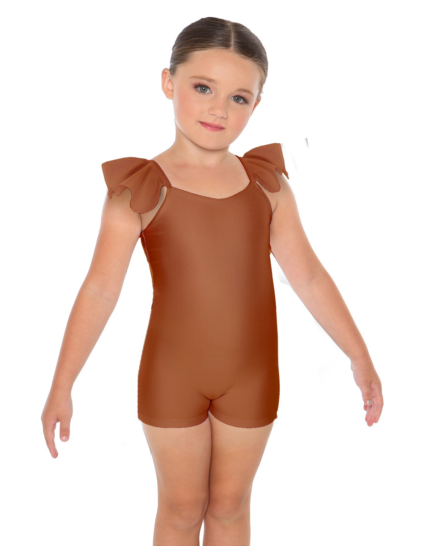 Solid Lycra Camisole Flutter Sleeve Biketard