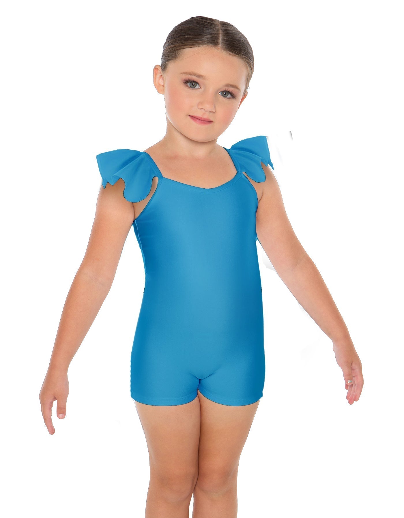 Solid Lycra Camisole Flutter Sleeve Biketard