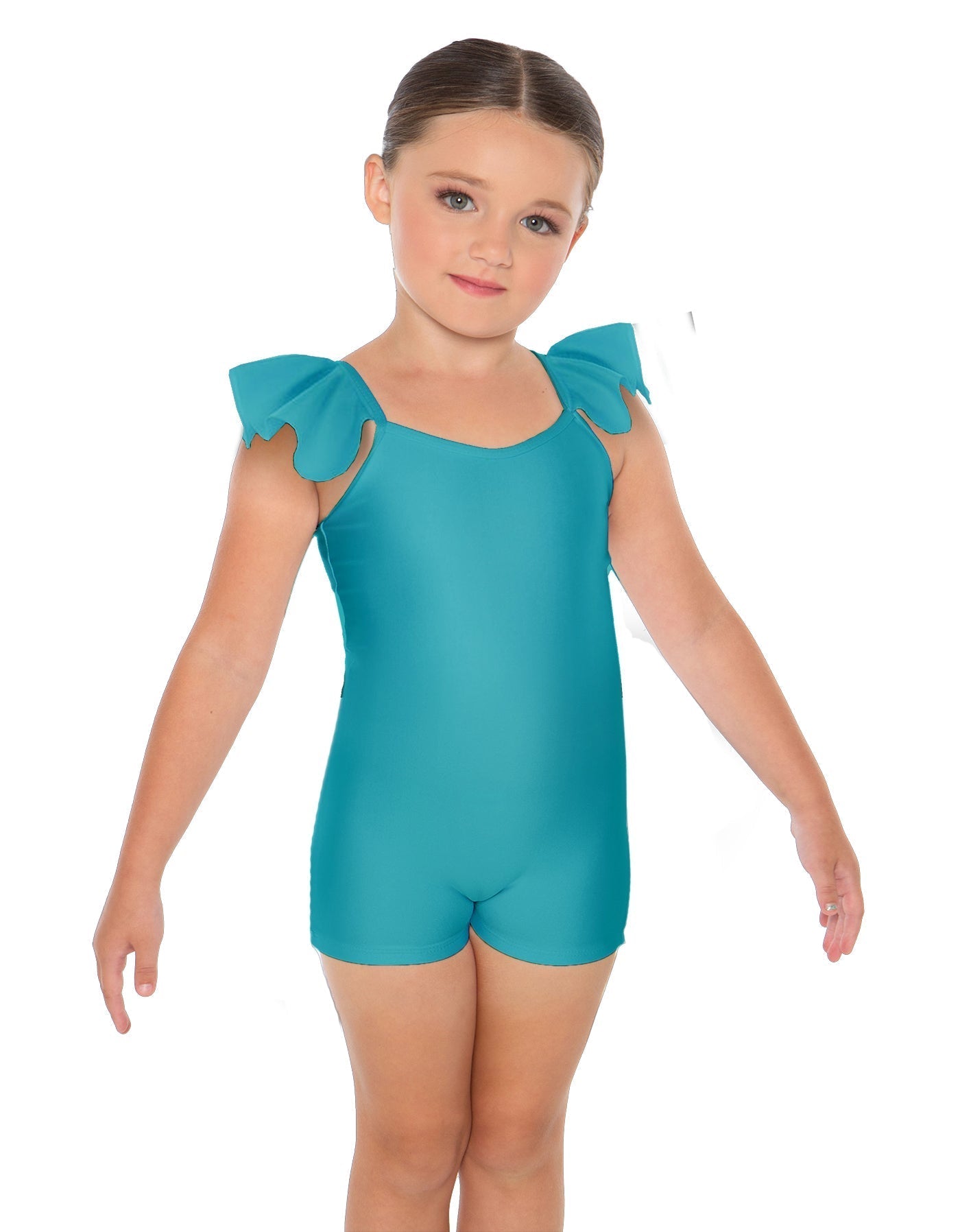 Solid Lycra Camisole Flutter Sleeve Biketard