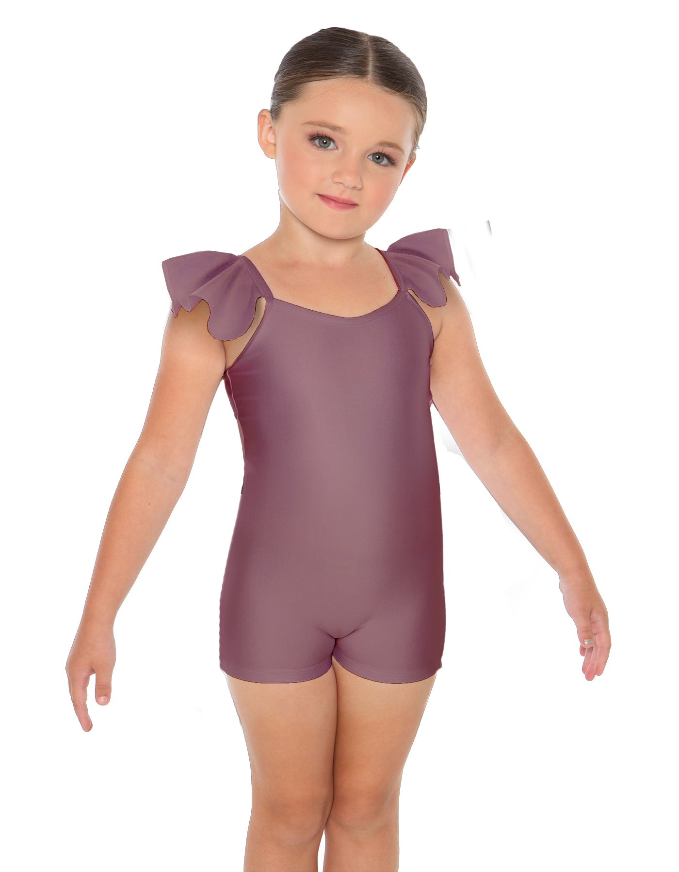 Solid Lycra Camisole Flutter Sleeve Biketard