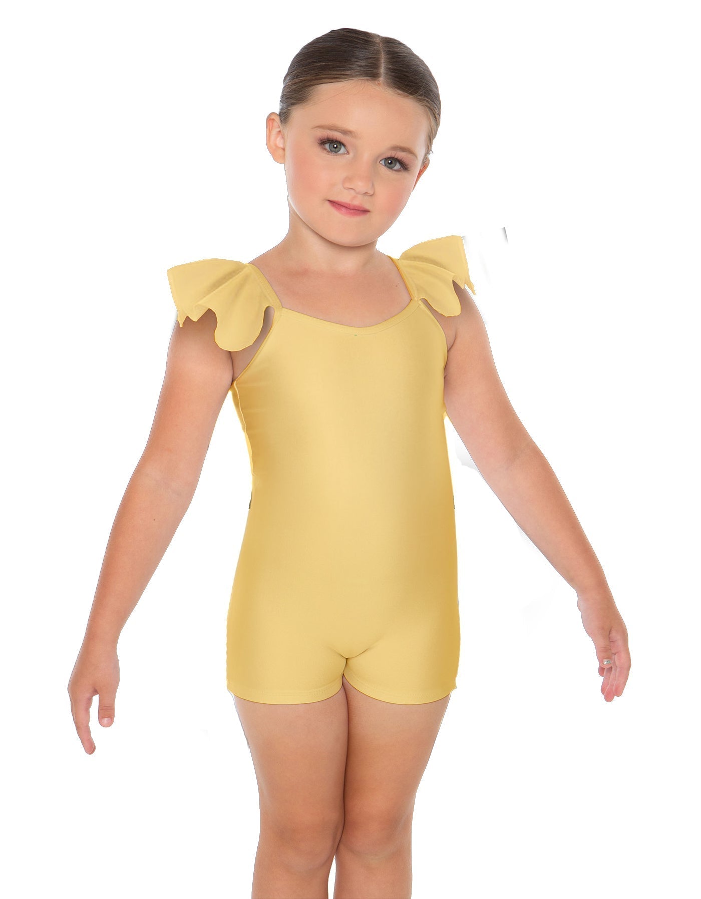 Solid Lycra Camisole Flutter Sleeve Biketard