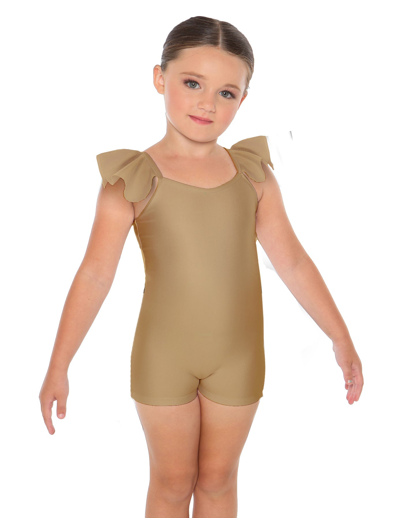 Solid Lycra Camisole Flutter Sleeve Biketard