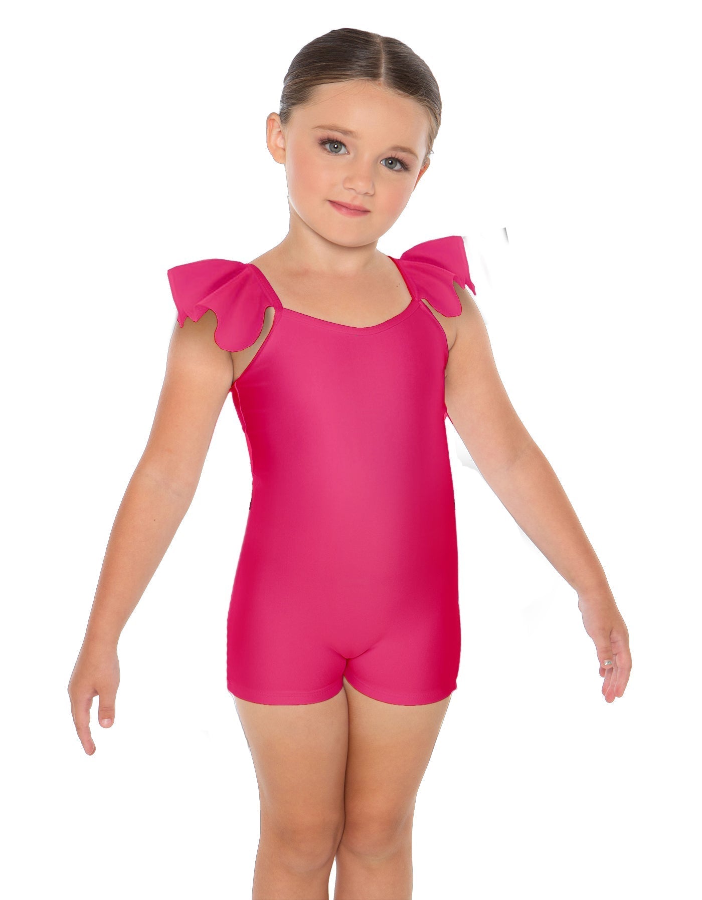 Solid Lycra Camisole Flutter Sleeve Biketard