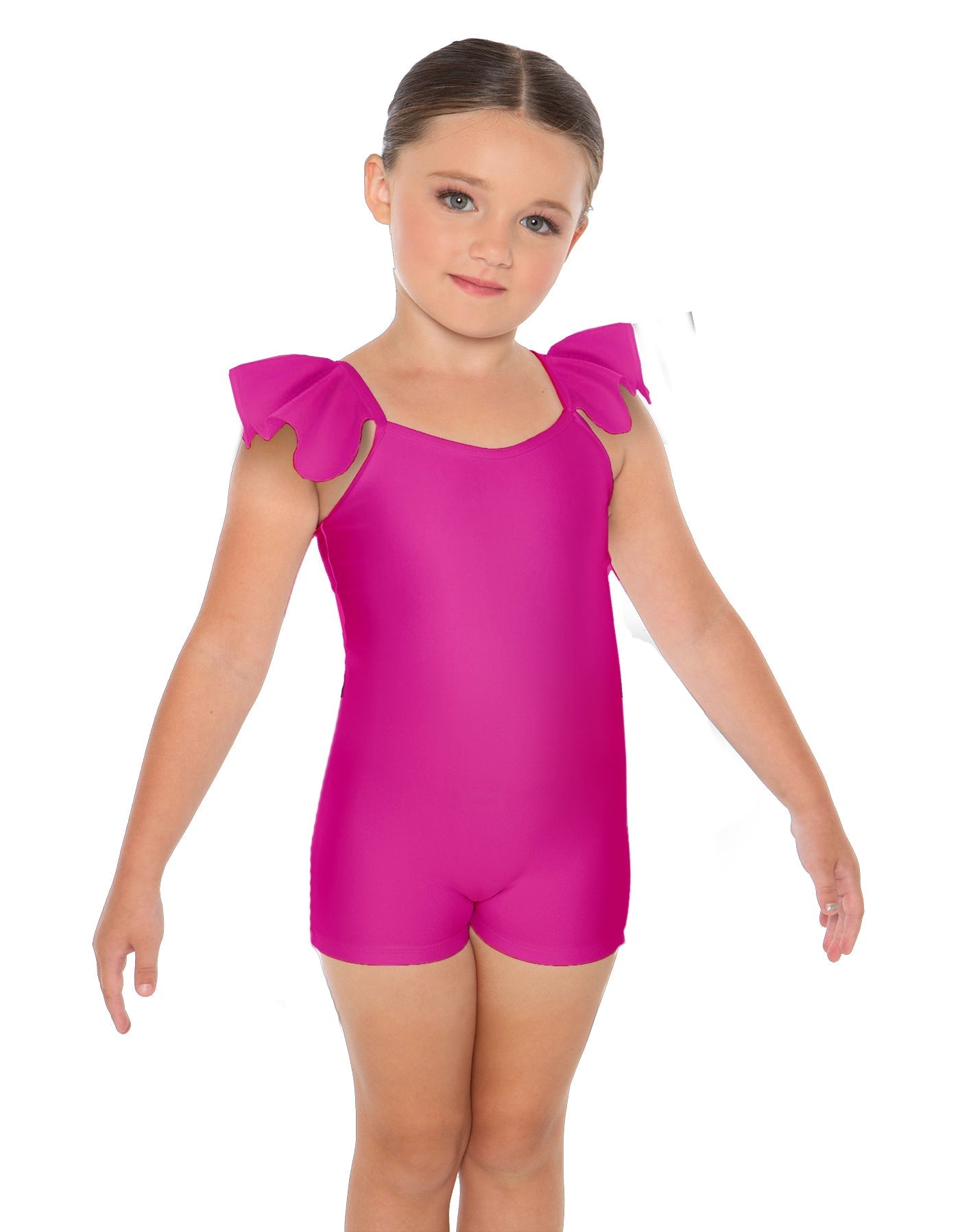 Solid Lycra Camisole Flutter Sleeve Biketard