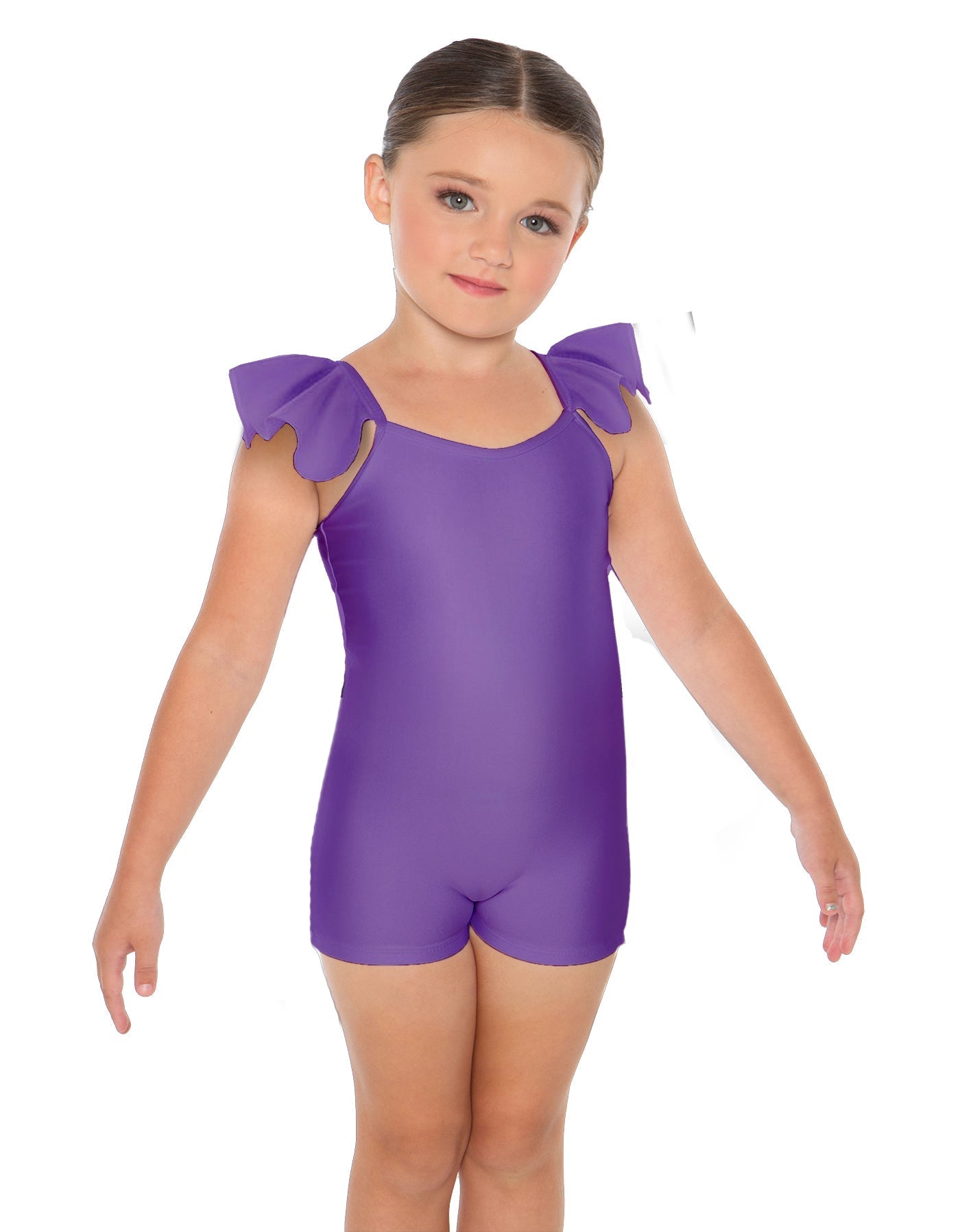 Solid Lycra Camisole Flutter Sleeve Biketard
