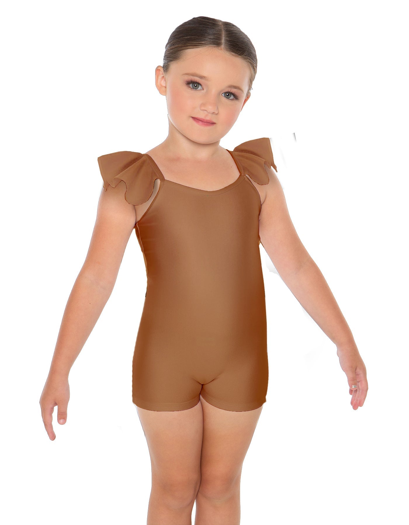 Solid Lycra Camisole Flutter Sleeve Biketard