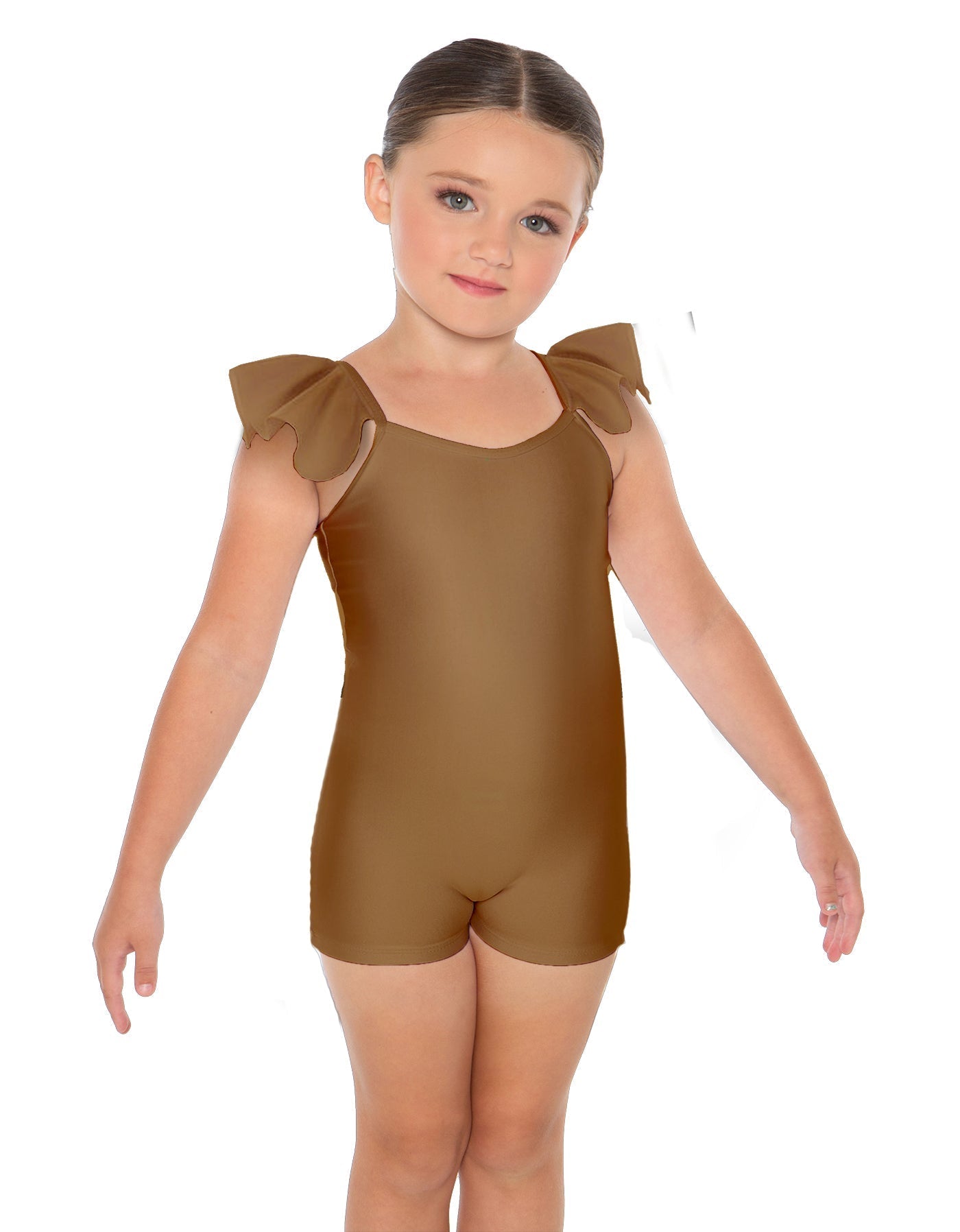 Solid Lycra Camisole Flutter Sleeve Biketard