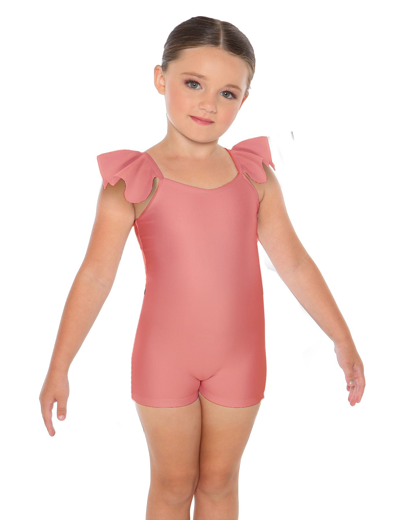 Solid Lycra Camisole Flutter Sleeve Biketard