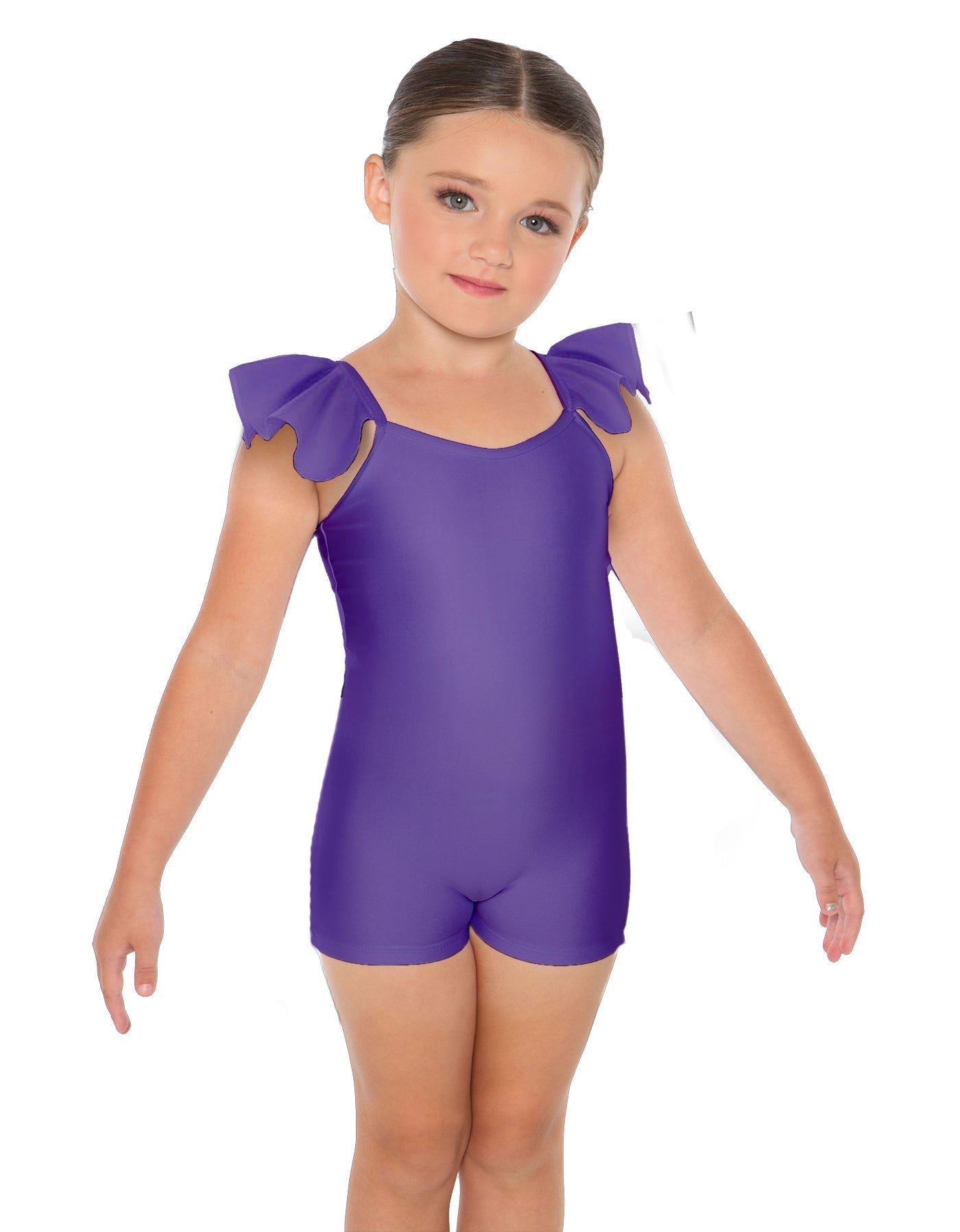 Solid Lycra Camisole Flutter Sleeve Biketard