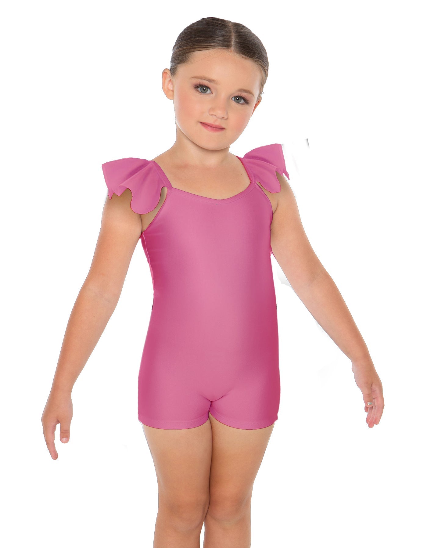 Solid Lycra Camisole Flutter Sleeve Biketard