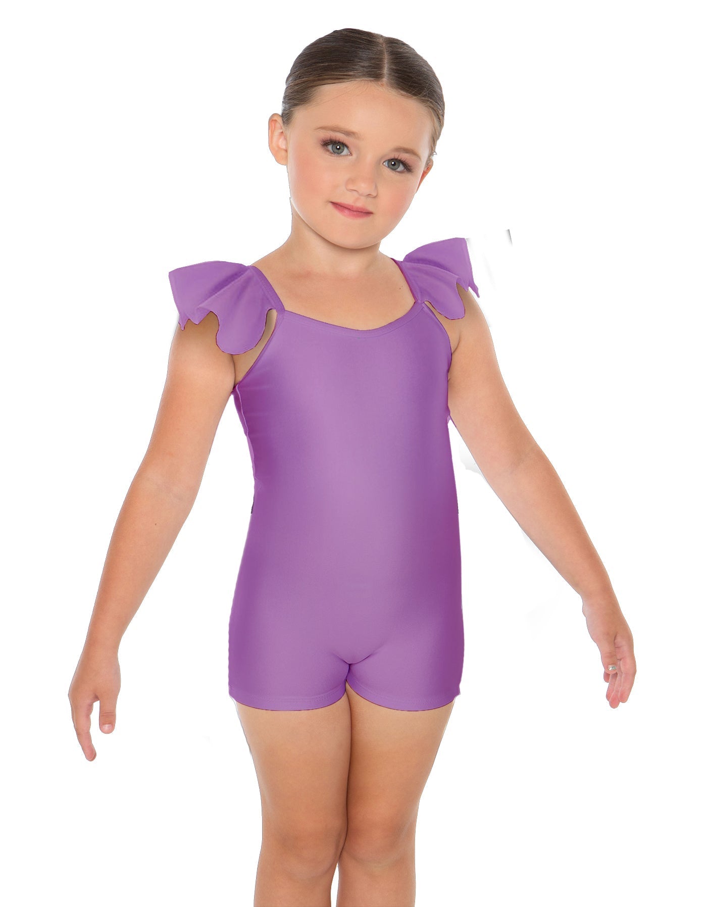 Solid Lycra Camisole Flutter Sleeve Biketard